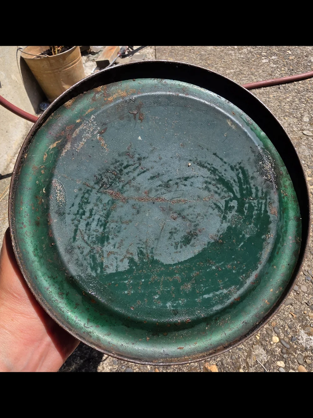 Antique Green Metal Oil Lamp